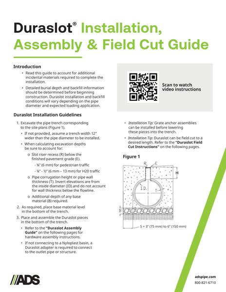Duraslot Installation, Assembly & Field Cut Guide