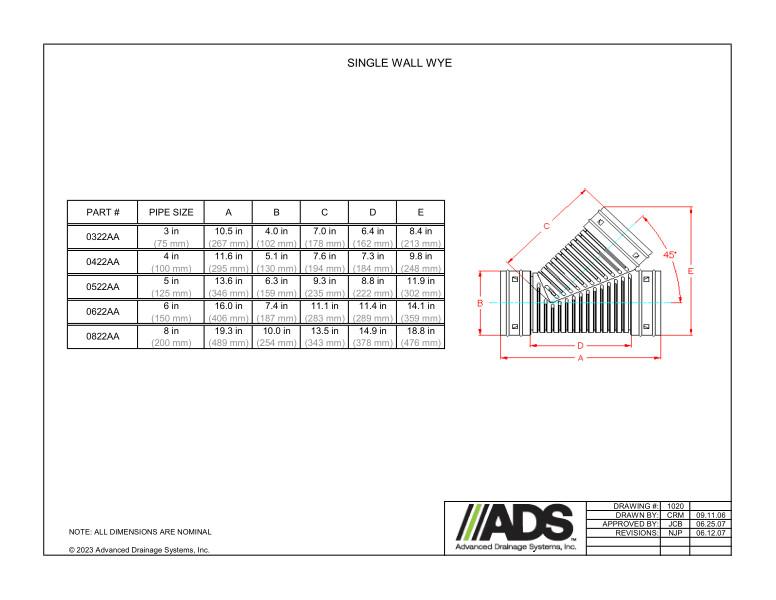 3" - 8" Wye (HDPE Single Wall Fittings)