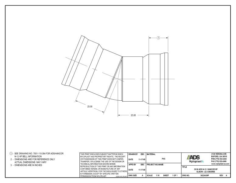30" HP Elbow - 22.5 Degree Nyloplast Detail