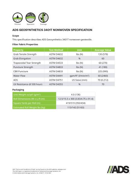 3401T Nonwoven Geosynthetic Specification
