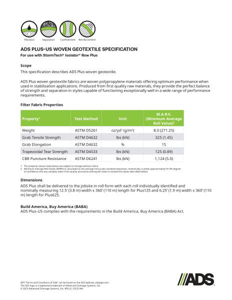 ADS Plus-US Woven Geosynthetic Specification