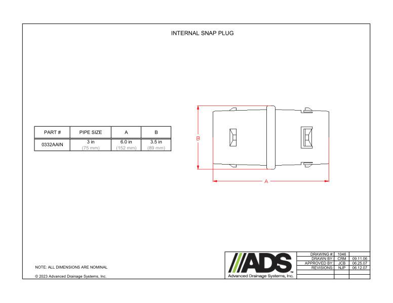 Internal Snap Plug (HDPE Singlewall Fittings)