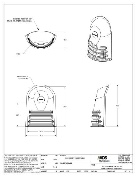 Nyloplast Envirohood for 48" - 54" Round Concrete Structures - Outlet Size up to 24" Detail
