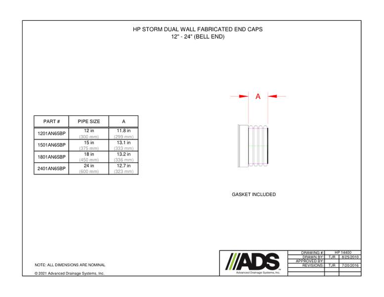 12"-24" End Cap - Bell End (HP Storm Miscellaneous Fittings Manual)