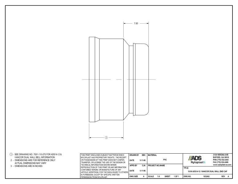 18" N-12 Dual Wall End Cap Nyloplast Detail