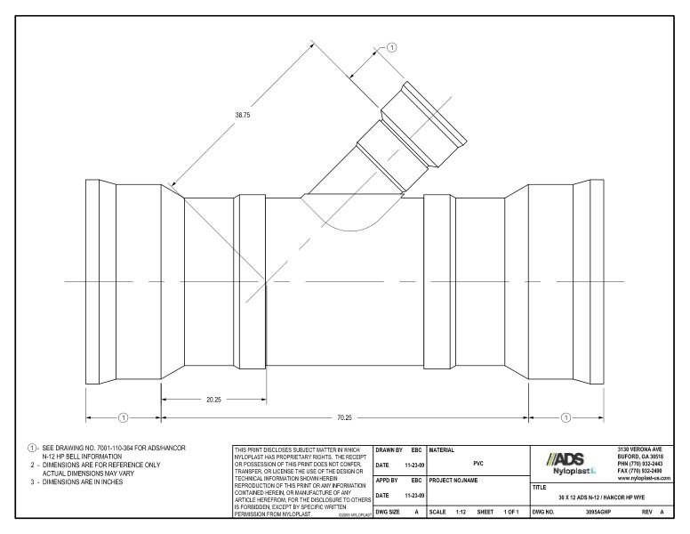30 x 12 HP Wye Nyloplast Detail