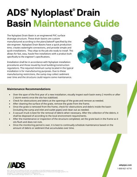 Drain Basin Nyloplast Maintenance Guide