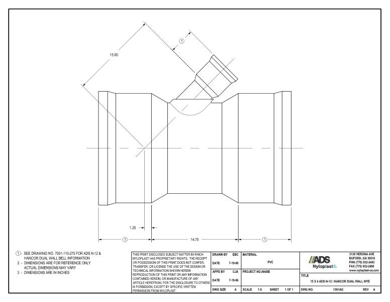 15 x 4 N-12 Dual Wall Wye Nyloplast Detail