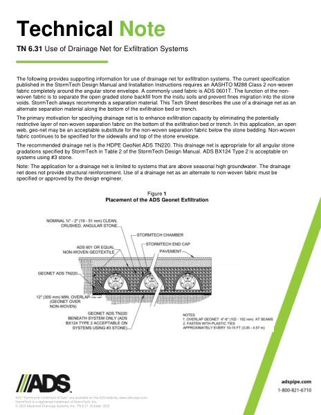 TN 6.31 Use of Drainage Net For Exfiltration Systems