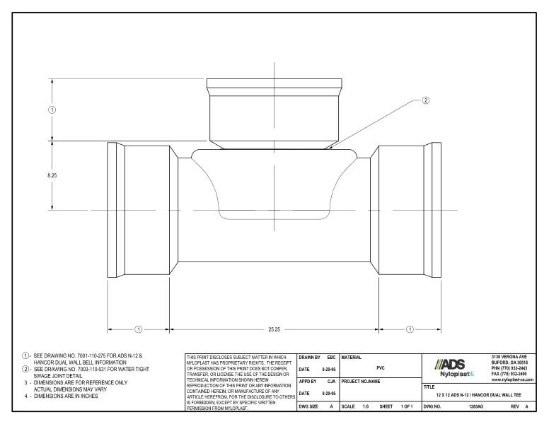 12 x 12 N-12 Dual Wall Tee Nyloplast Detail