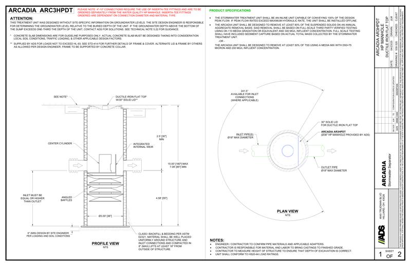 Arcadia 3 HP Manhole DI Flat Top Detail