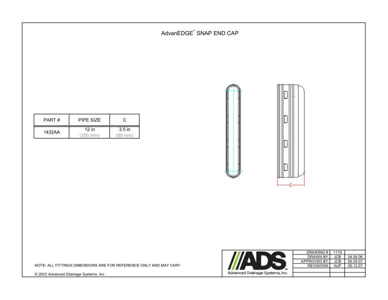12" AdvanEdge Snap End Cap (AdvanEdge Fittings)
