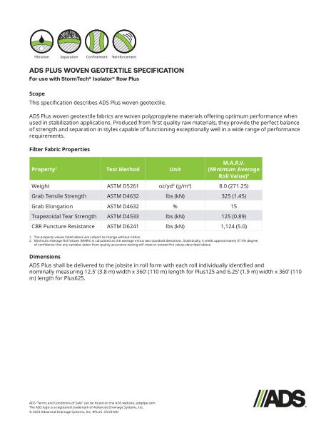 ADS Plus Woven Geosynthetic Specification