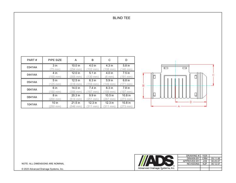 3" - 10" Blind Tees (HDPE Single Wall Fittings)