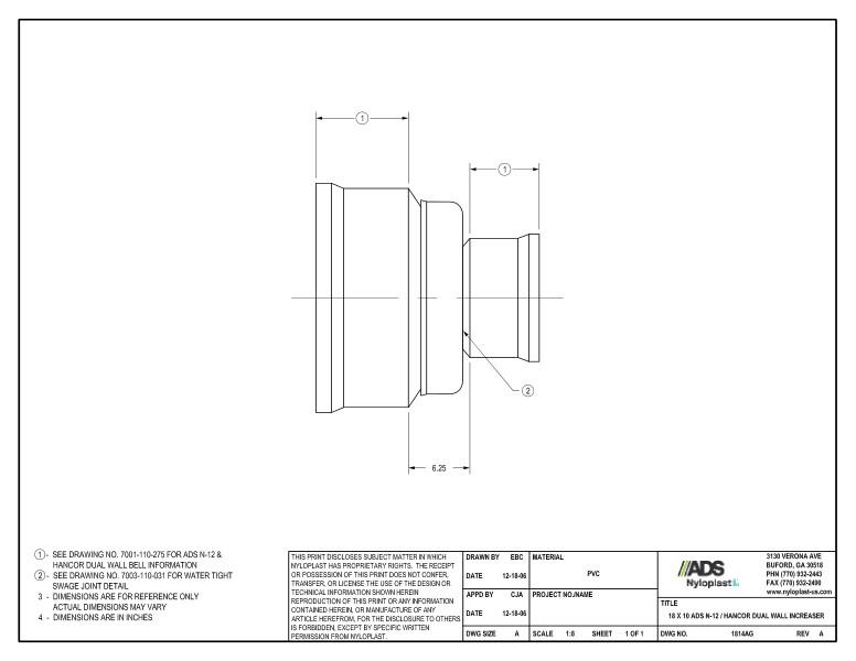 18 x 10 N-12 Dual Wall Increaser Nyloplast Detail