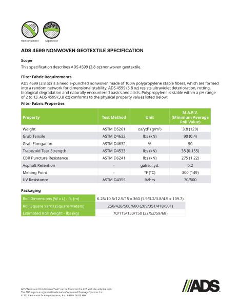4599 Nonwoven Geosynthetic Specification