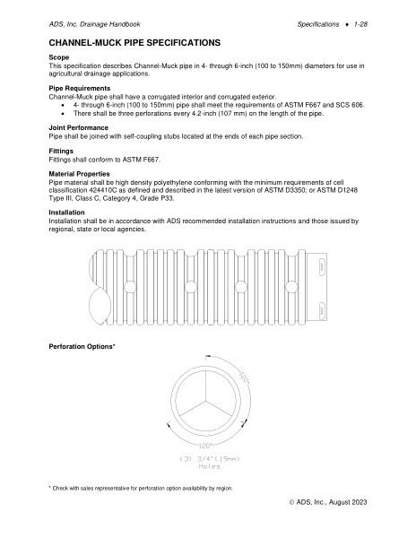 Channel Muck Pipe Specification
