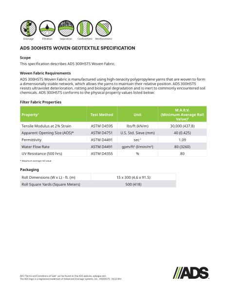 300HSTS Woven Geosynthetic Specification