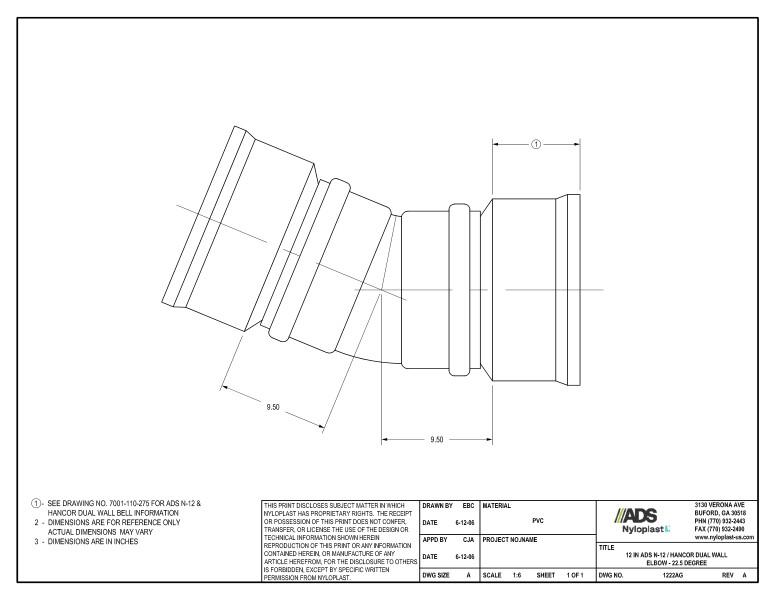 12" N-12 Dual Wall Elbow - 22.5 Degree Nyloplast Detail