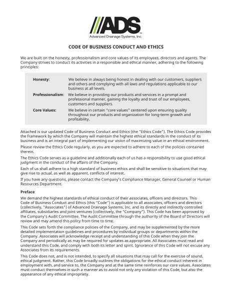 Code of Business Conduct and Ethics Policy