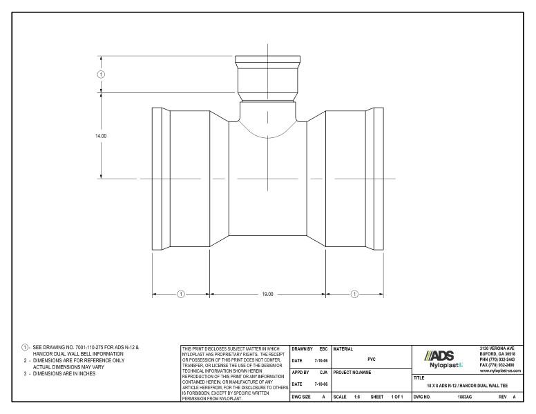 18 x 8 N-12 Dual Wall Tee Nyloplast Detail