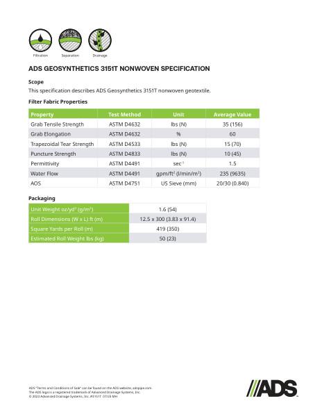 3151T Nonwoven Geosynthetic Specification