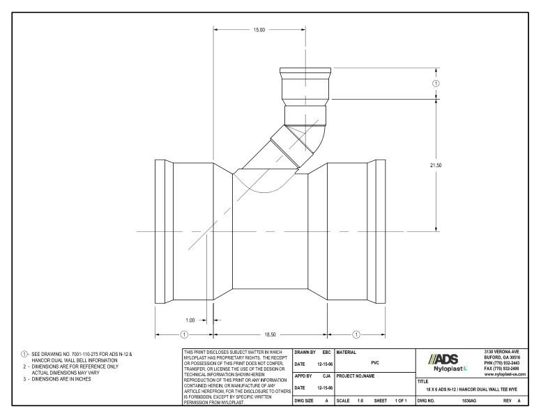 18 x 6 N-12 Dual Wall Tee Wye Nyloplast Detail