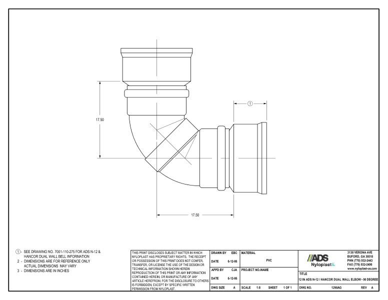 12" N-12 Dual Wall Elbow - 90 Degree Nyloplast Detail