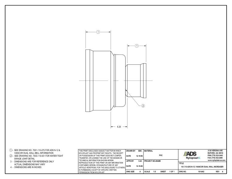 18 x 10 N-12 Dual Wall Increaser Nyloplast Detail