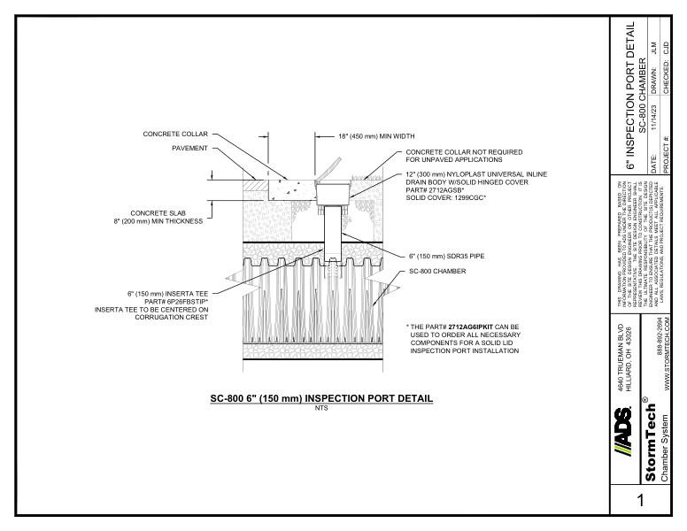 SC-800 6" (150 mm) StormTech Inspection Port Detail