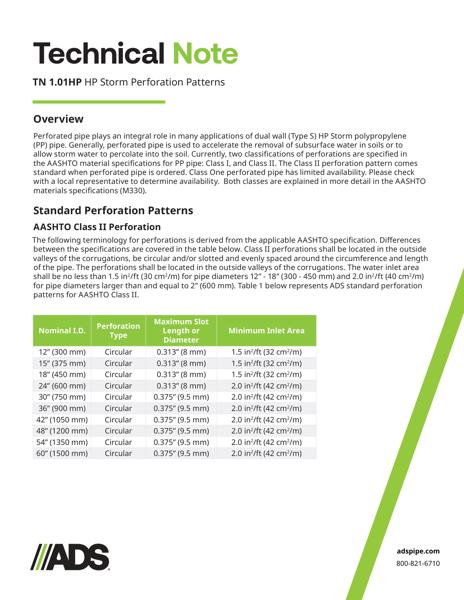 TN 1.01HP HP Storm Perforation Patterns