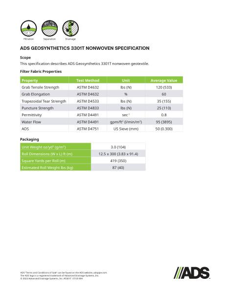 3301T Nonwoven Geosynthetic Specification