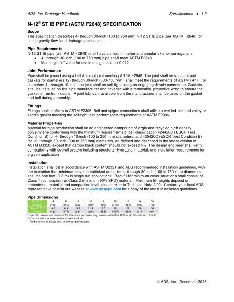 N-12 ST IB (ASTM F2648) Specification