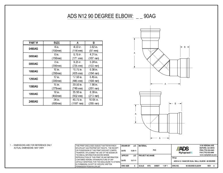 N-12 Dual Wall Elbow - 90 Degree Nyloplast Detail