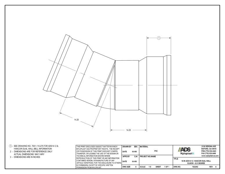 18" N-12 Dual Wall Elbow - 22.5 Degree Nyloplast Detail
