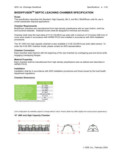 Biodiffuser Septic Leaching Chamber Specification