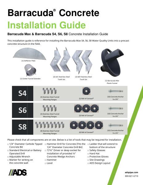 Barracuda S4, S6 & S8 Concrete Installation Guide