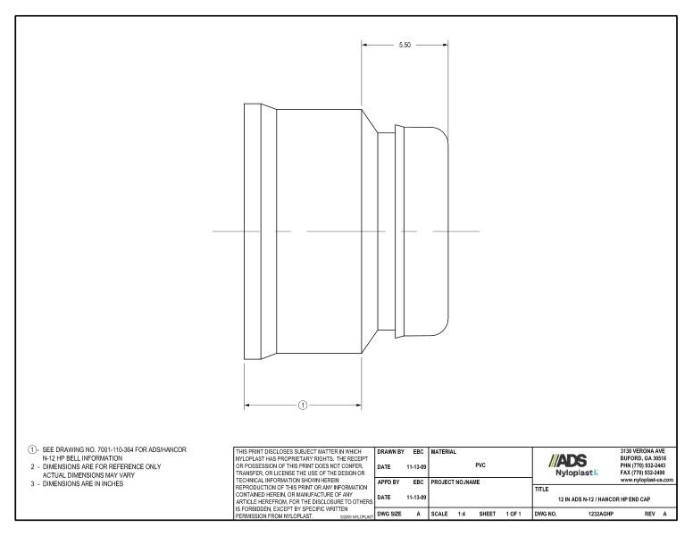 12" HP End Cap Nyloplast Detail
