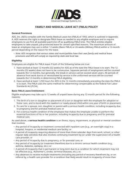 Family and Medical Leave Act (FMLA) Policy