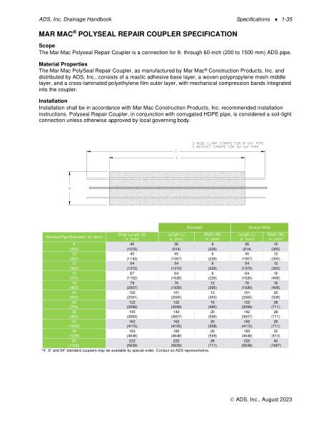 Mar Mac Polyseal Repair Coupler Specification