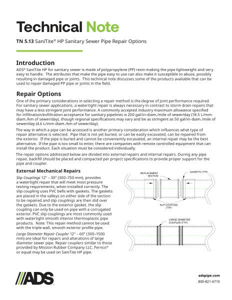 TN 5.13 SaniTite HP Pipe Repair Options