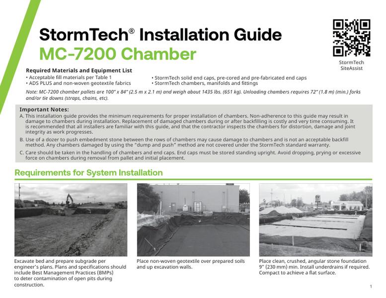 MC-7200 StormTech Chamber Installation Guide