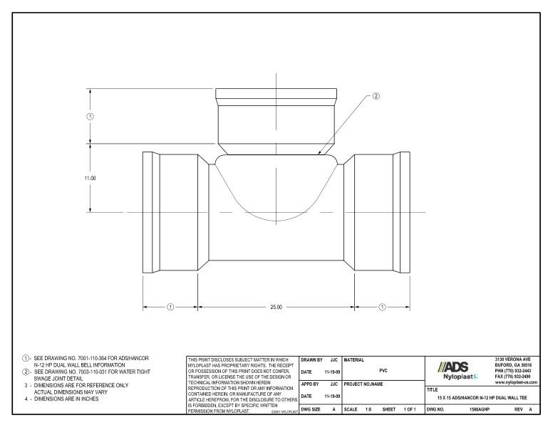 15 x 15 HP Tee Nyloplast Detail