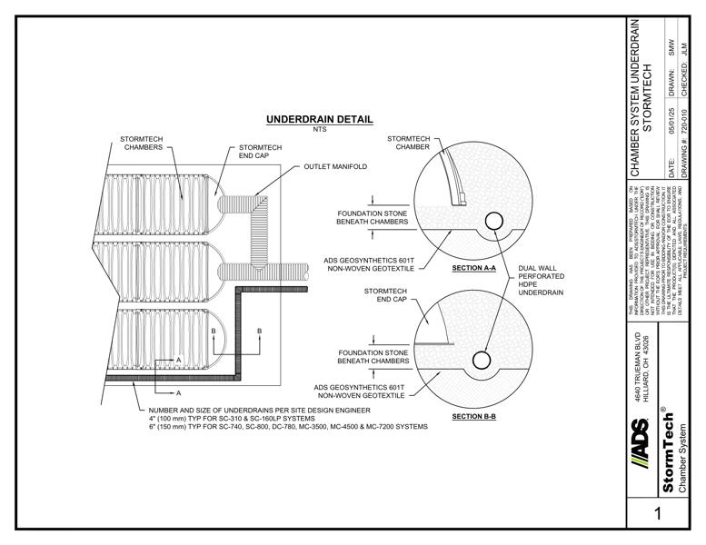 StormTech Underdrain Detail