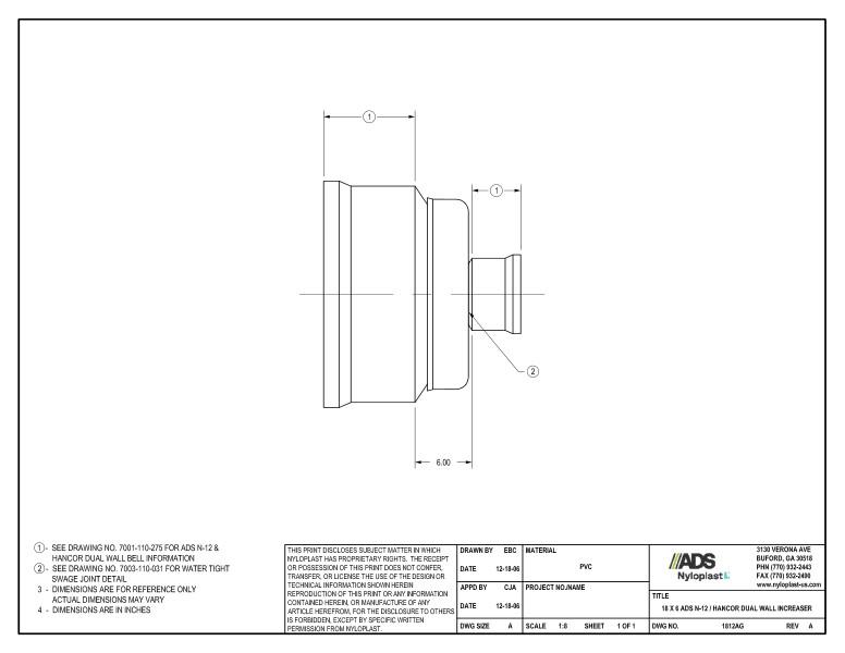 18 x 6 N-12 Dual Wall Increaser Nyloplast Detail