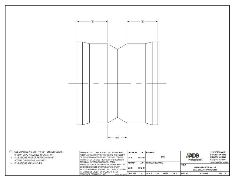 30" HP Stop Coupling Nyloplast Detail