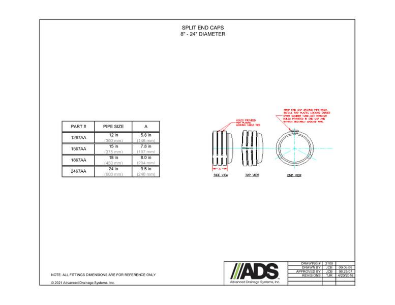 8"-24" Split End Caps (HDPE Dual Wall End Caps & Plugs Fittings)