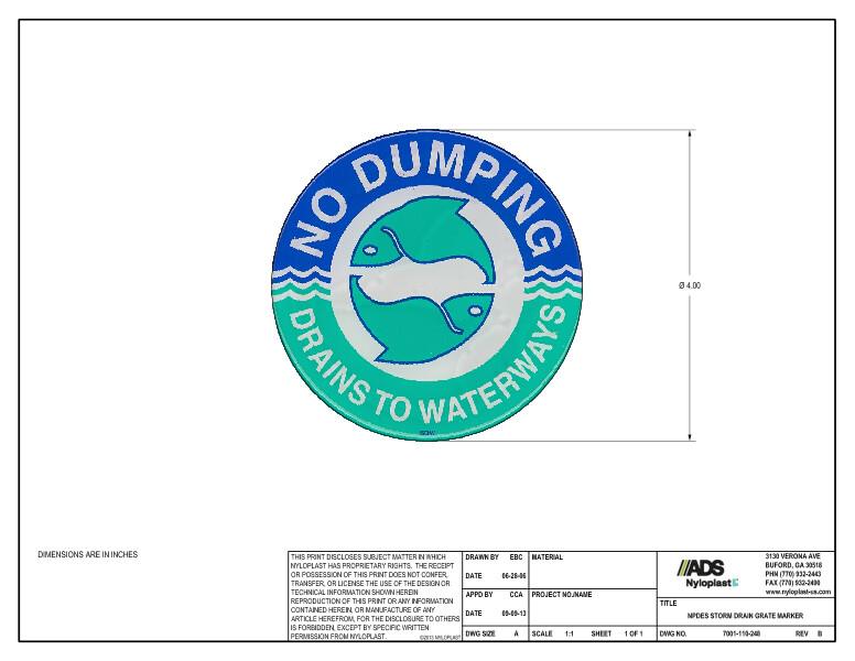 NPDES Storm Drain Grate Marker Nyloplast Detail