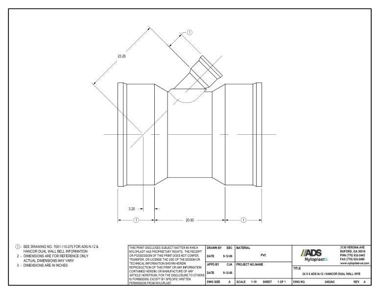 24 x 6 N-12 Dual Wall Wye Nyloplast Detail