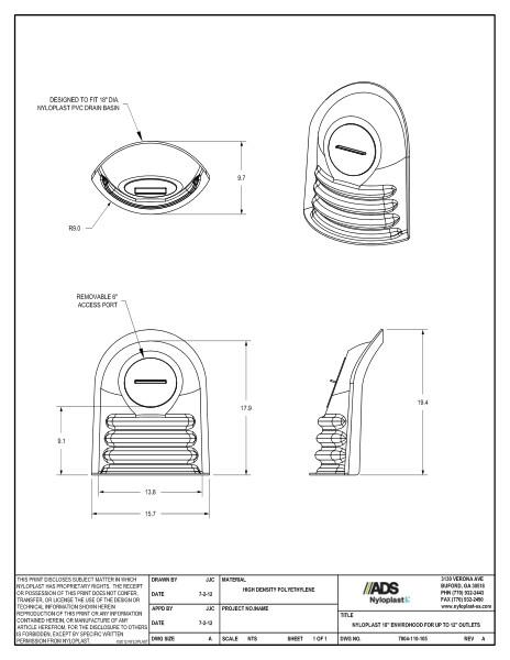 Nyloplast Envirohood for 18" Drain Basin - Outlet Size 4" to 12" Detail